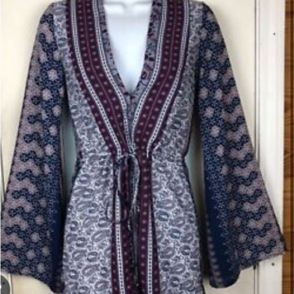 Oliveaceous Boho Print Long Sleeve Romper Size Large